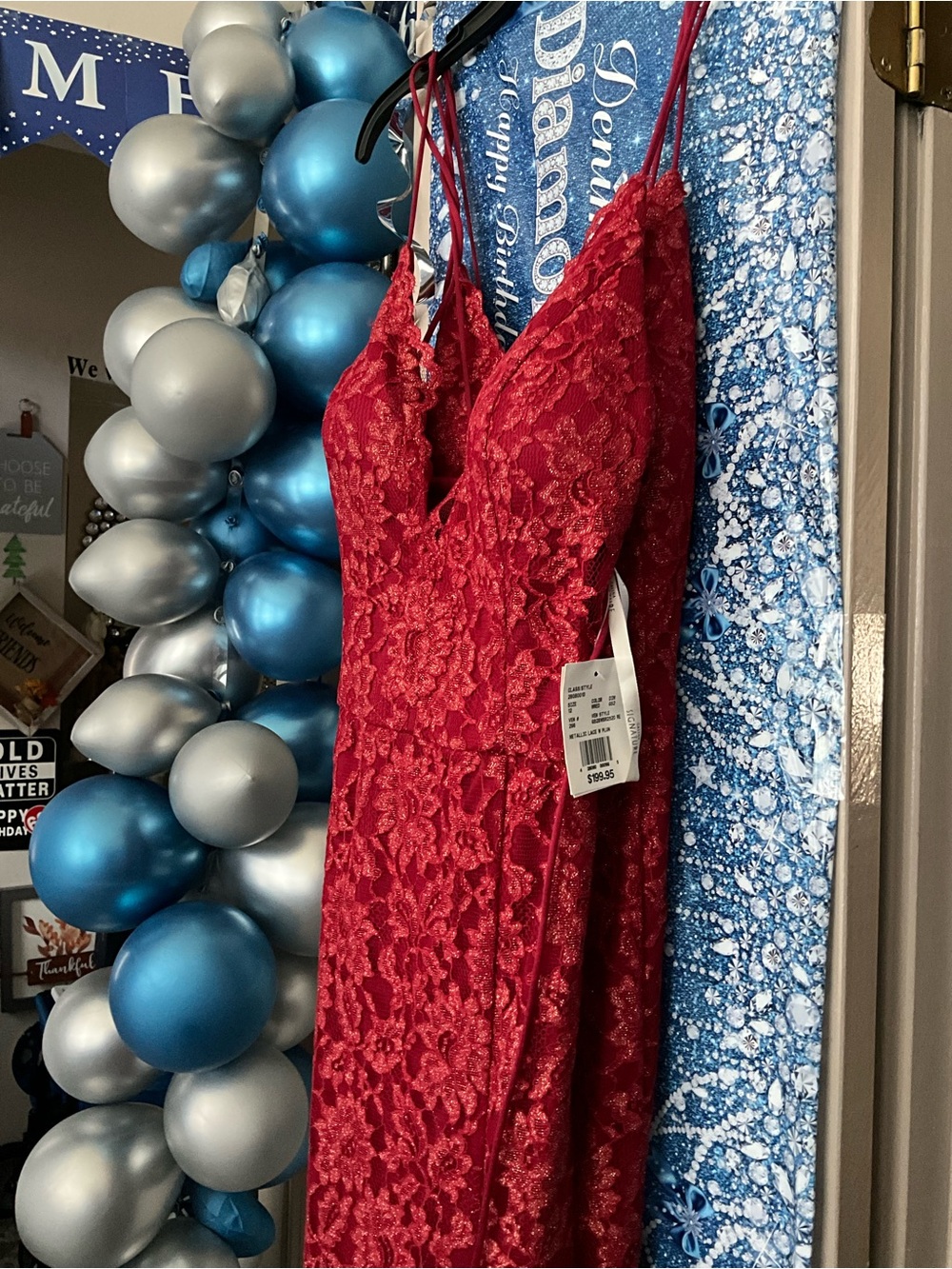 Red Lace Spaghetti Strap Party Dress - Elegant Home Celebration Attire